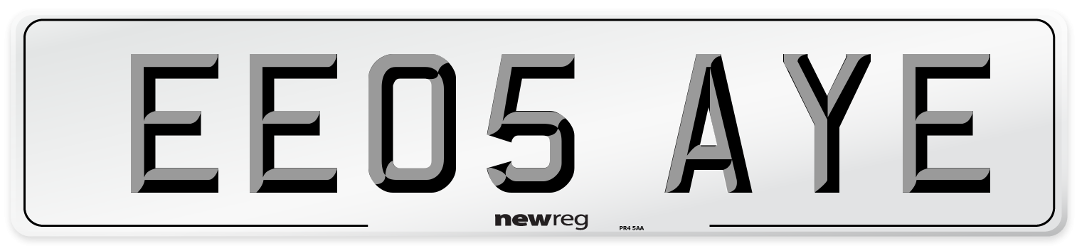 EE05 AYE Number Plate from New Reg